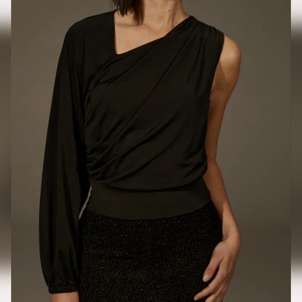 NWT Revolve KRISA one sleeve blouse in black XS